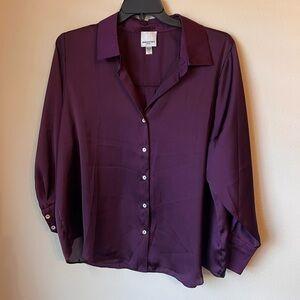 Express Rich Purple Button-Down Blouse